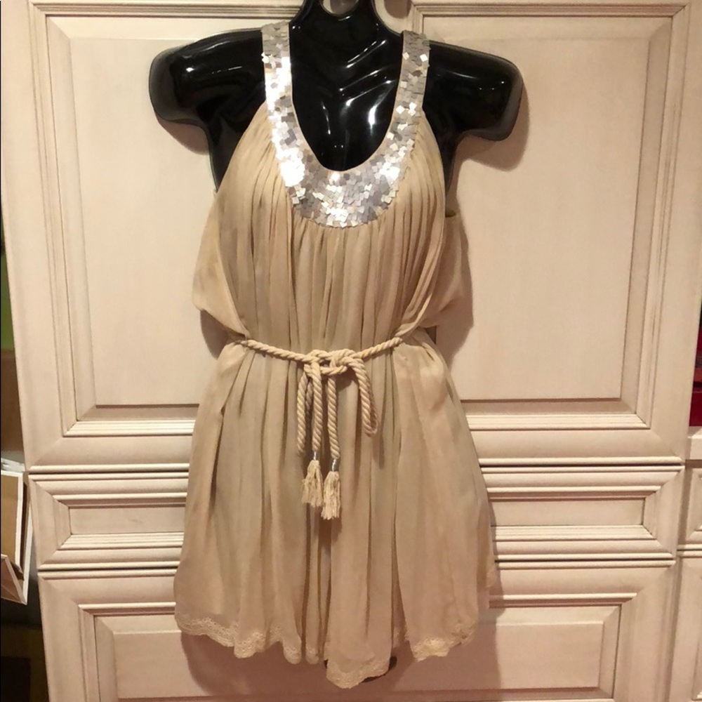 Women’s MM Couture by Miss Me Beige Sheer Dress M